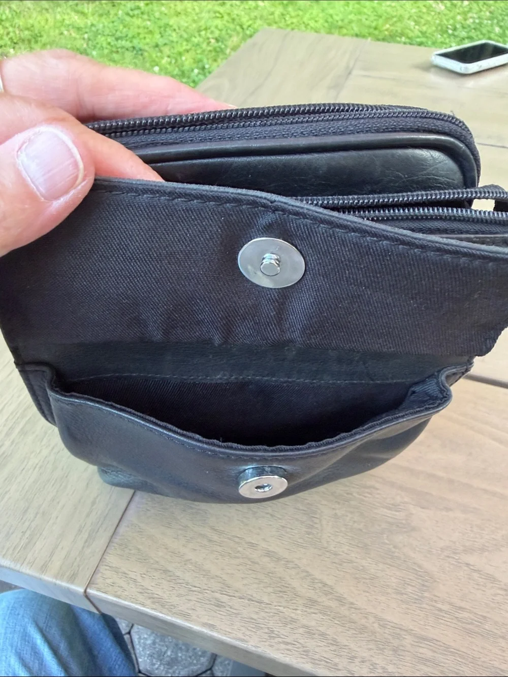Fossil Black Leather Messenger Crossbody Bag